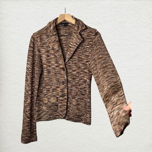 Magaschoni Brown Marbled Texture Silk Knit Blazer Jacket w Tank Neutral Career - Picture 3 of 12